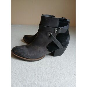 Kork Ease Boots 10 M Black Leather Comfort Block Heel Distressed Grunge Goth